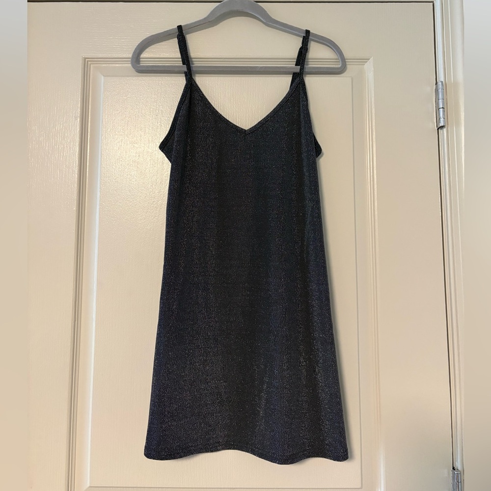 Shimmery Black Slip Dress with Spaghetti Straps Brandy Melville